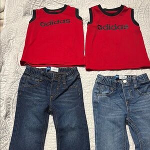 Adidas Kids Red Sleeveless Top and pants old navy